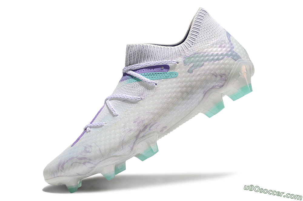 Puma Future Ultimate FG Firm Ground Soccer Cleats - White/Purple/Jade 5