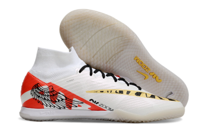 Nike Air Zoom Mercurial Superfly 9 Elite IC Indoor & Futsal Soccer Shoes - White/Gold/Red