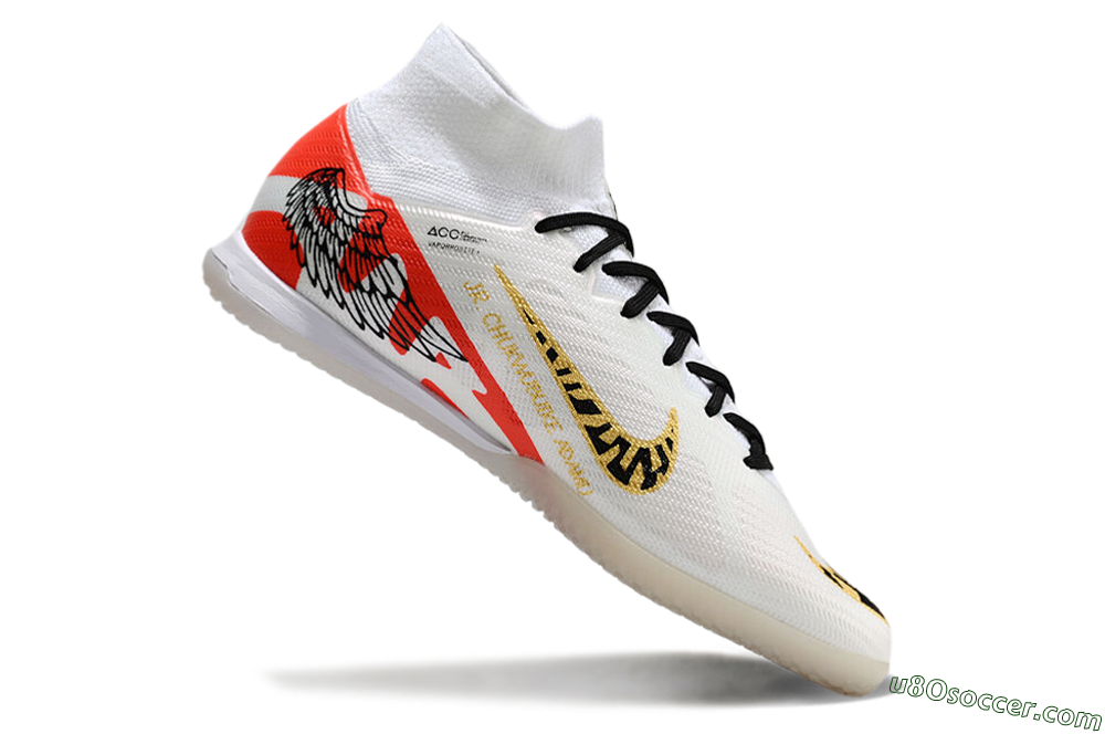 Nike Air Zoom Mercurial Superfly 9 Elite IC Indoor & Futsal Soccer Shoes - White/Gold/Red 4