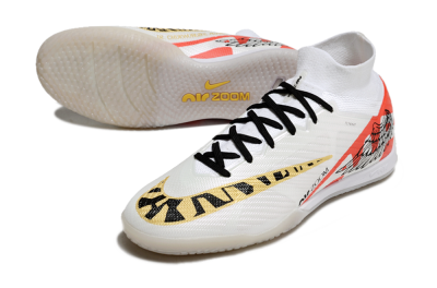 Nike Air Zoom Mercurial Superfly 9 Elite IC Indoor & Futsal Soccer Shoes - White/Gold/Red