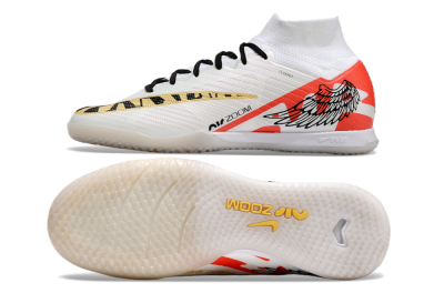 Nike Air Zoom Mercurial Superfly 9 Elite IC Indoor & Futsal Soccer Shoes - White/Gold/Red