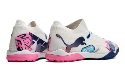 Puma Future Ultimate TF Artificial Turf Soccer Shoes - White/Pink/Blue