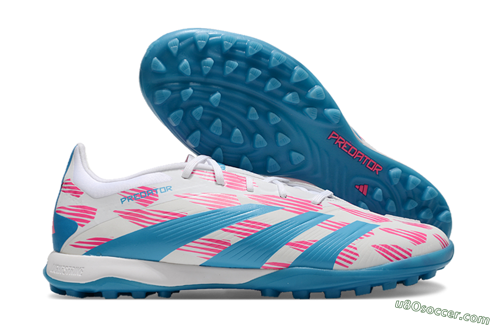 Adidas Predator Elite 24 TF Artificial Turf Soccer Shoes - White/Pink/Blue 1