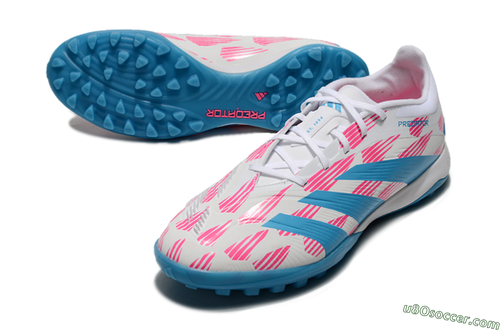 Adidas Predator Elite 24 TF Artificial Turf Soccer Shoes - White/Pink/Blue 3