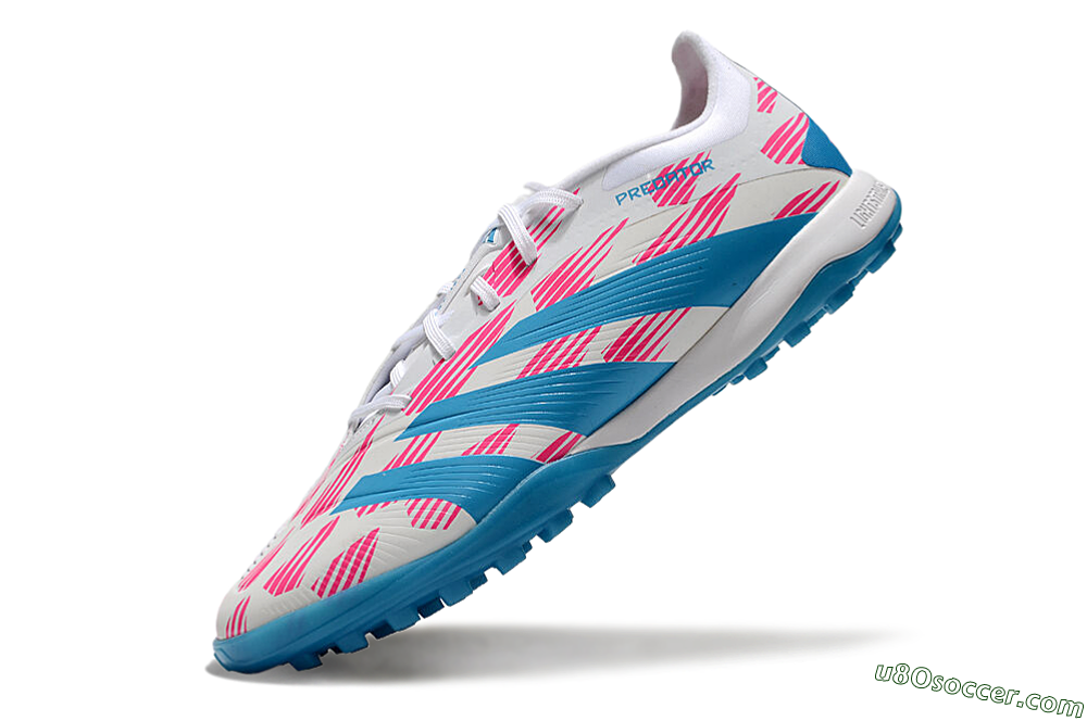 Adidas Predator Elite 24 TF Artificial Turf Soccer Shoes - White/Pink/Blue 5