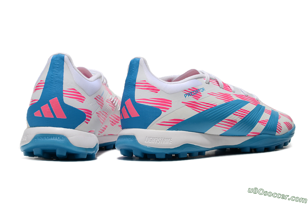 Adidas Predator Elite 24 TF Artificial Turf Soccer Shoes - White/Pink/Blue 6