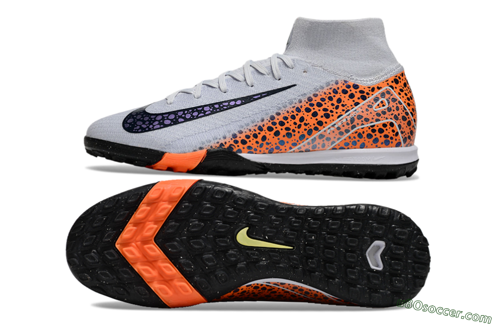 Nike Air Zoom Mercurial Superfly 10 Elite TF Artificial Turf Soccer Shoes - White/Black/Orange 0