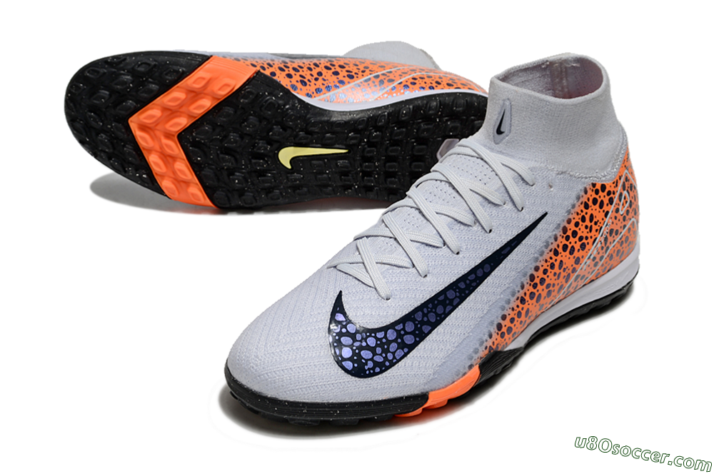 Nike Air Zoom Mercurial Superfly 10 Elite TF Artificial Turf Soccer Shoes - White/Black/Orange 3