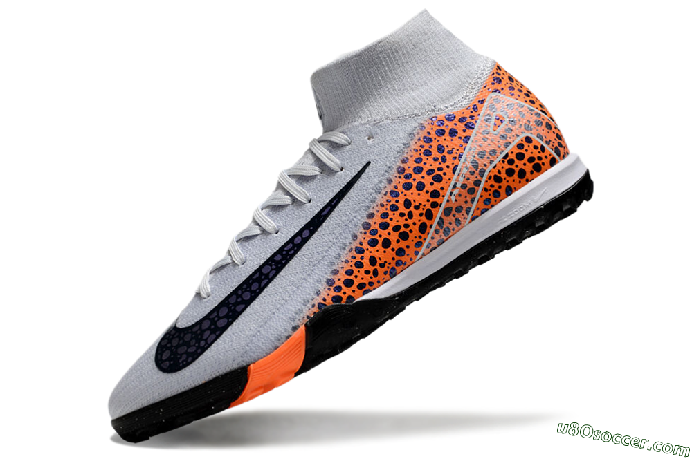 Nike Air Zoom Mercurial Superfly 10 Elite TF Artificial Turf Soccer Shoes - White/Black/Orange 5