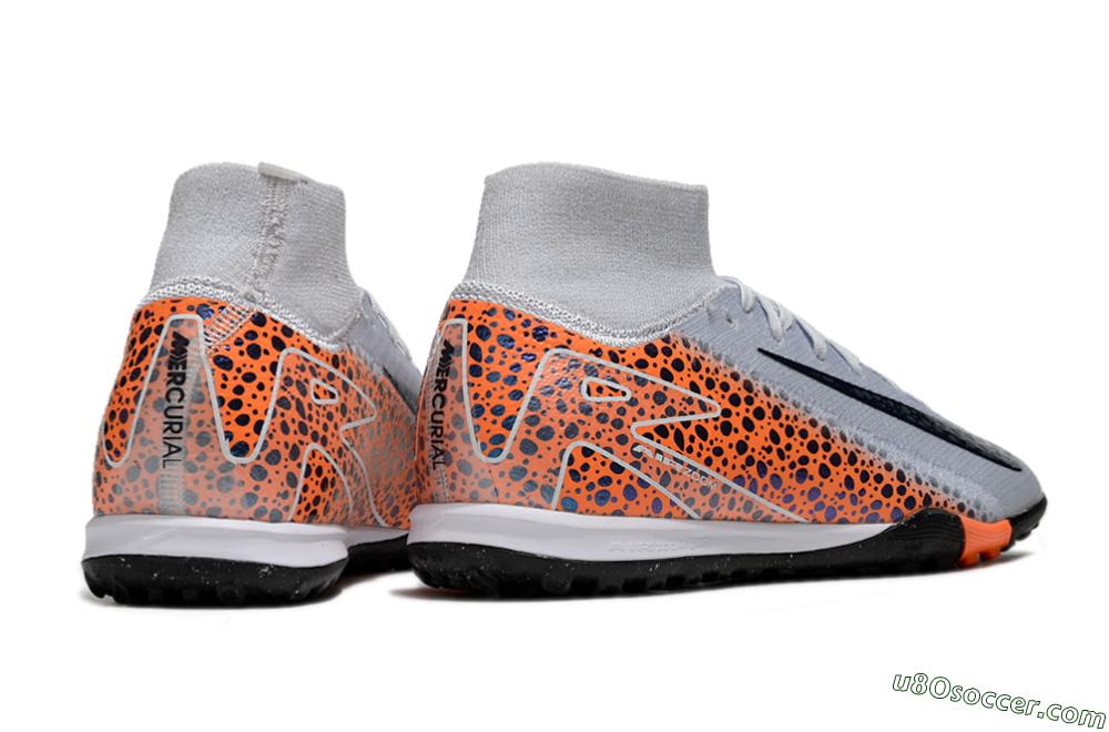 Nike Air Zoom Mercurial Superfly 10 Elite TF Artificial Turf Soccer Shoes - White/Black/Orange 6