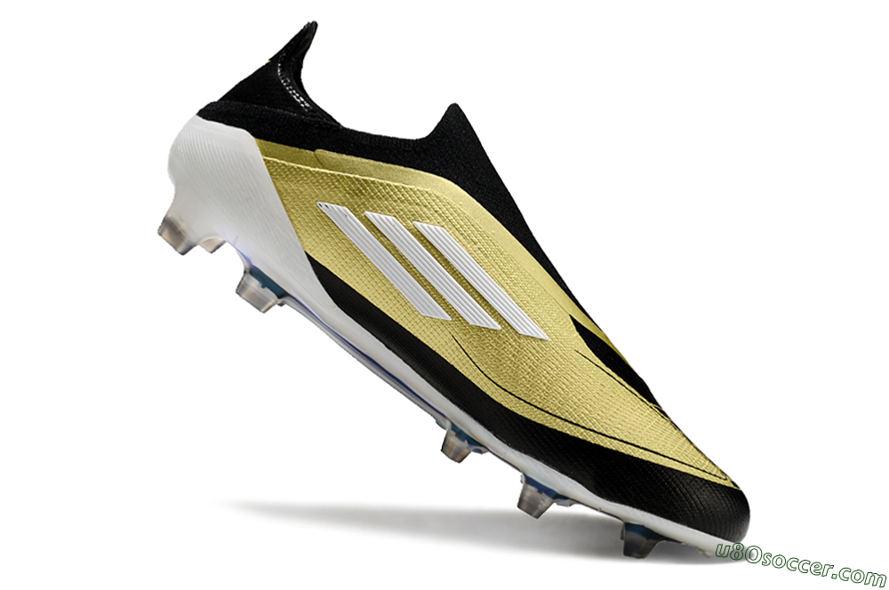 Adidas F50 Adizero Messi Laceless FG Firm Ground Soccer Cleats - Gold/White/Black 4