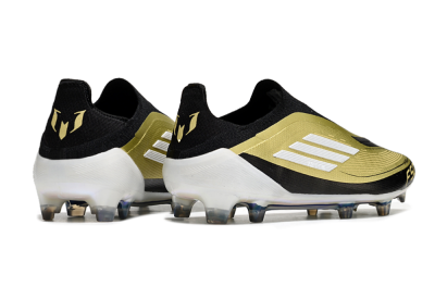 Adidas F50 Adizero Messi Laceless FG Firm Ground Soccer Cleats - Gold/White/Black