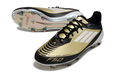 Adidas F50 Adizero Messi FG Firm Ground Soccer Cleats - Gold/White/Black