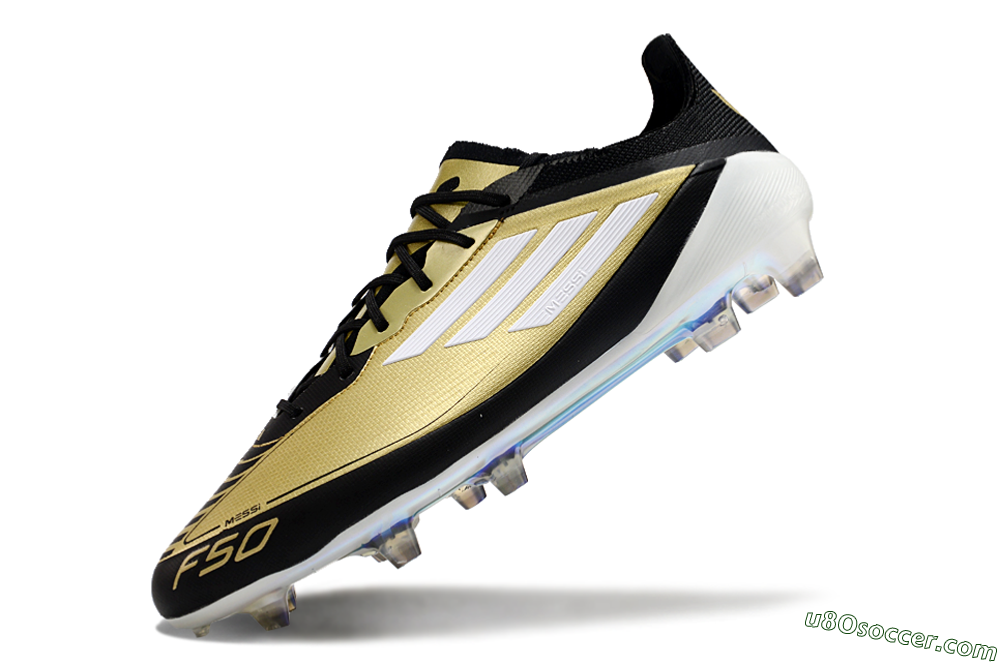 Adidas F50 Adizero Messi FG Firm Ground Soccer Cleats - Gold/White/Black 1