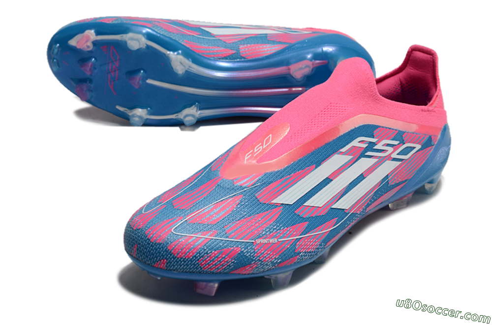 Adidas F50 Elite Laceless FG Firm Ground Soccer Cleats - Blue/Pink/White 3