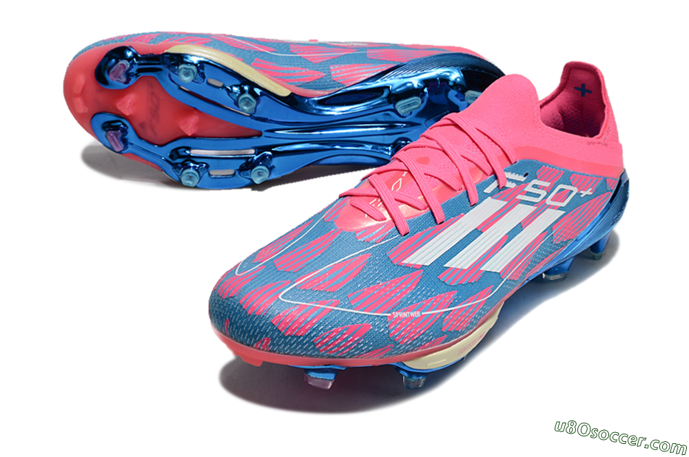 Adidas F50+ Lightstrike Pro FG Firm Ground Soccer Cleats - Blue/Pink/White 3