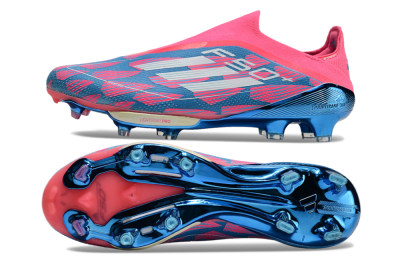 Adidas F50+ Lightstrike Pro Laceless FG Firm Ground Soccer Cleats - Pink/Blue/White