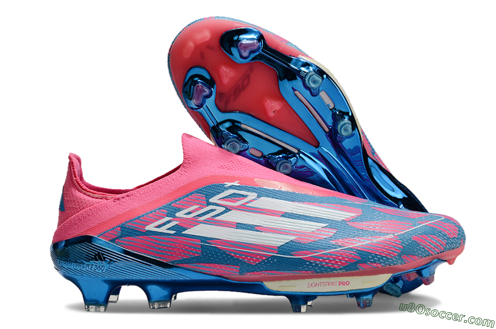 Adidas F50+ Lightstrike Pro Laceless FG Firm Ground Soccer Cleats - Pink/Blue/White 1