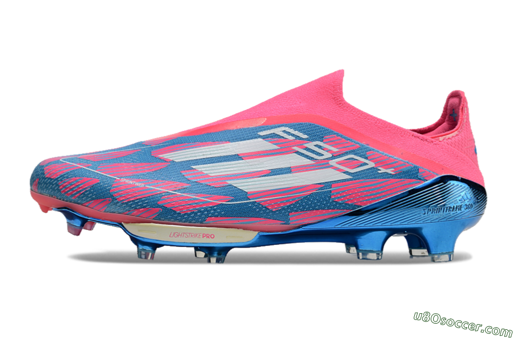 Adidas F50+ Lightstrike Pro Laceless FG Firm Ground Soccer Cleats - Pink/Blue/White 2