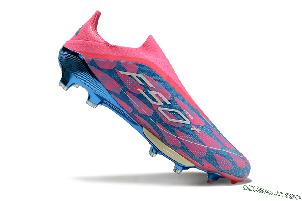 Adidas F50+ Lightstrike Pro Laceless FG Firm Ground Soccer Cleats - Pink/Blue/White 4