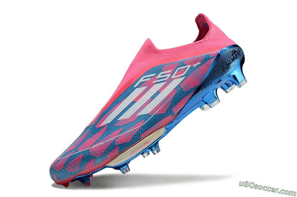 Adidas F50+ Lightstrike Pro Laceless FG Firm Ground Soccer Cleats - Pink/Blue/White 5