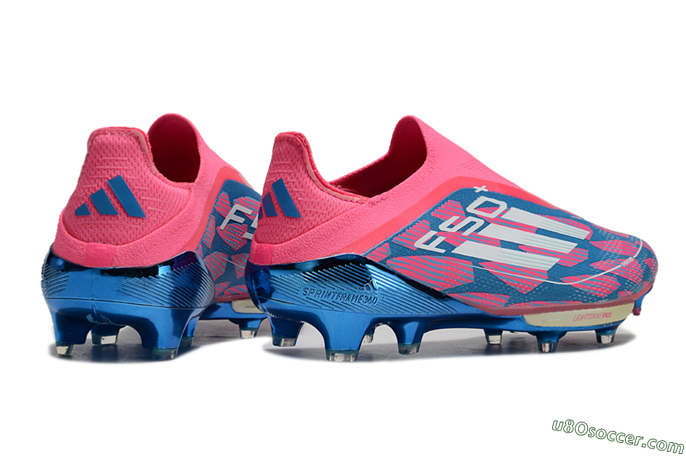 Adidas F50+ Lightstrike Pro Laceless FG Firm Ground Soccer Cleats - Pink/Blue/White 6