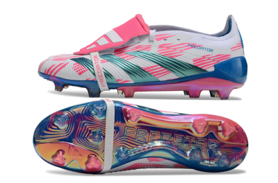 Adidas Predator Elite Foldover Tongue FG Firm Ground Soccer Cleats - White/Blue/Pink