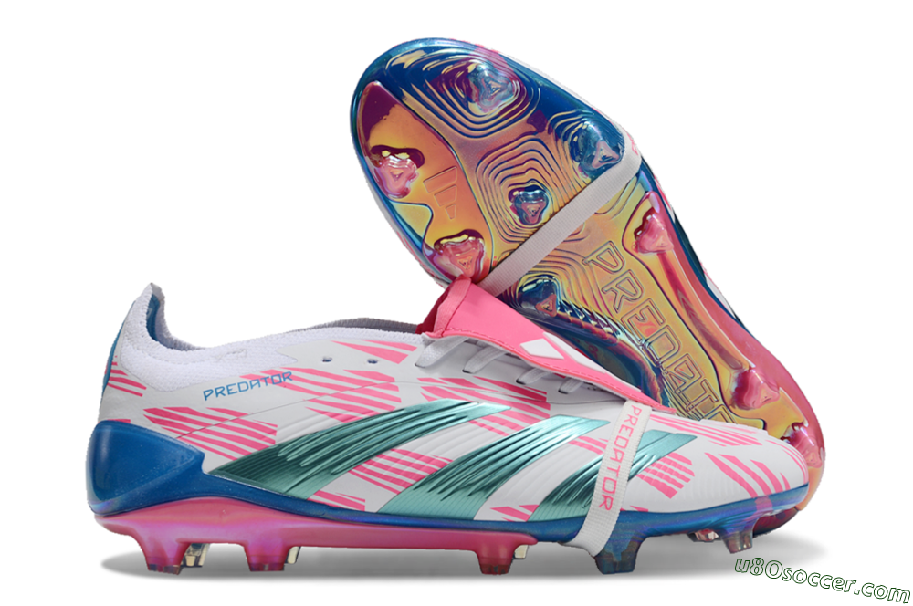 Adidas Predator Elite Foldover Tongue FG Firm Ground Soccer Cleats - White/Blue/Pink 1