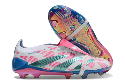 Adidas Predator Elite Foldover Tongue FG Firm Ground Soccer Cleats - White/Blue/Pink
