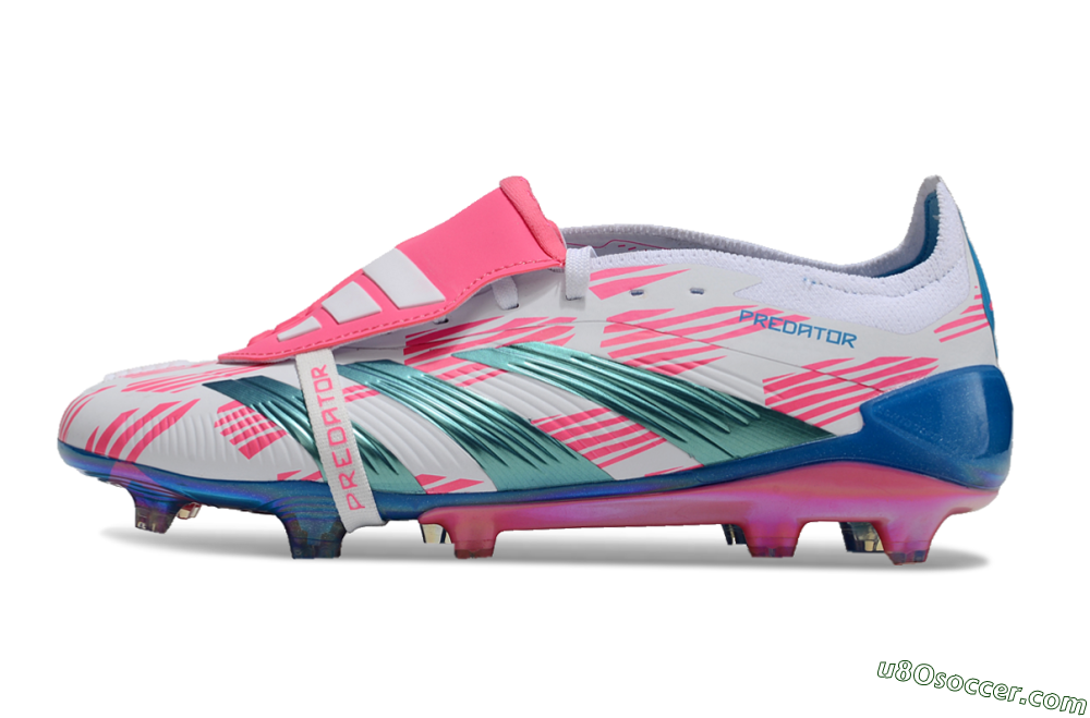 Adidas Predator Elite Foldover Tongue FG Firm Ground Soccer Cleats - White/Blue/Pink 2
