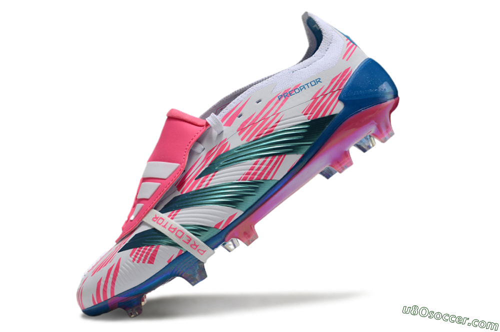 Adidas Predator Elite Foldover Tongue FG Firm Ground Soccer Cleats - White/Blue/Pink 5