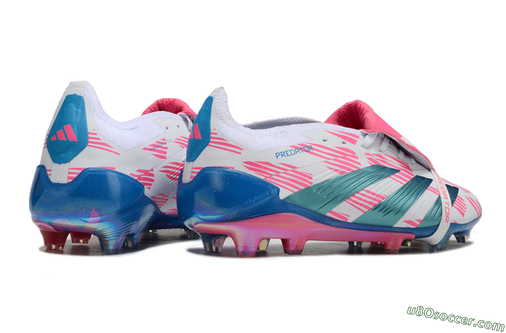 Adidas Predator Elite Foldover Tongue FG Firm Ground Soccer Cleats - White/Blue/Pink 6