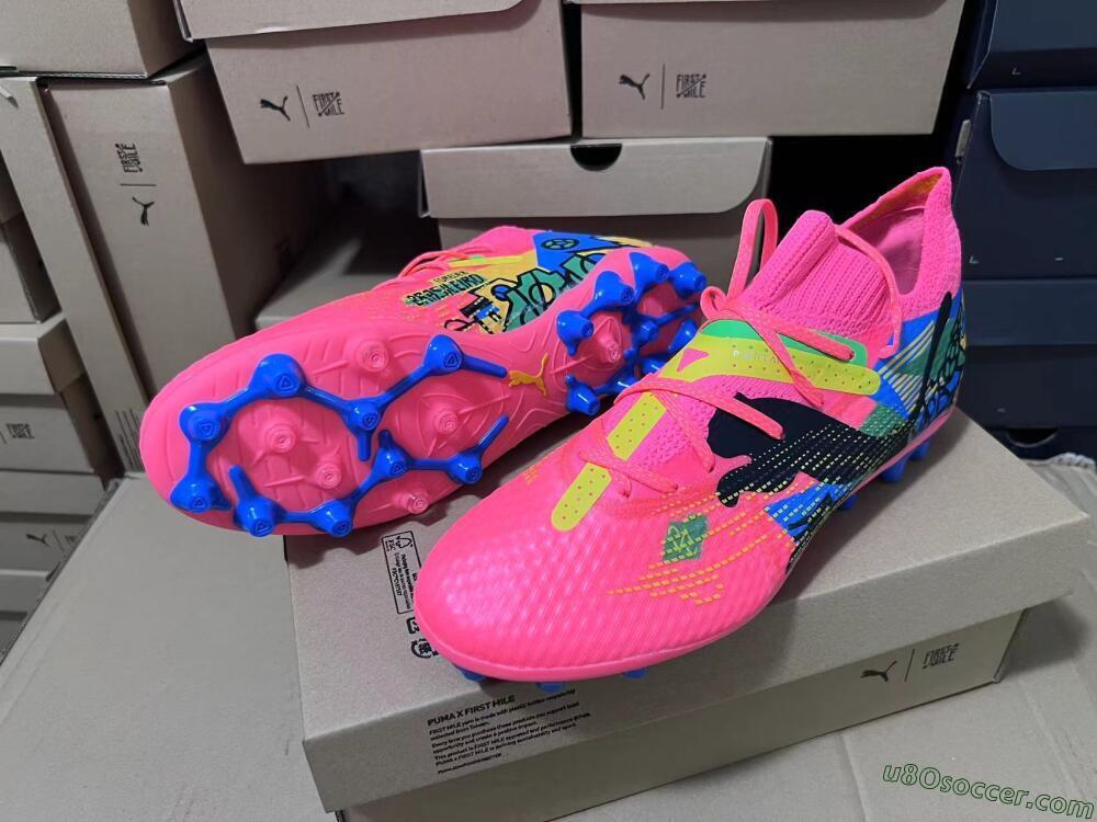 Puma Future Ultimate MG Multi Ground Soccer Cleats - Red/Blue/Yellow/Green