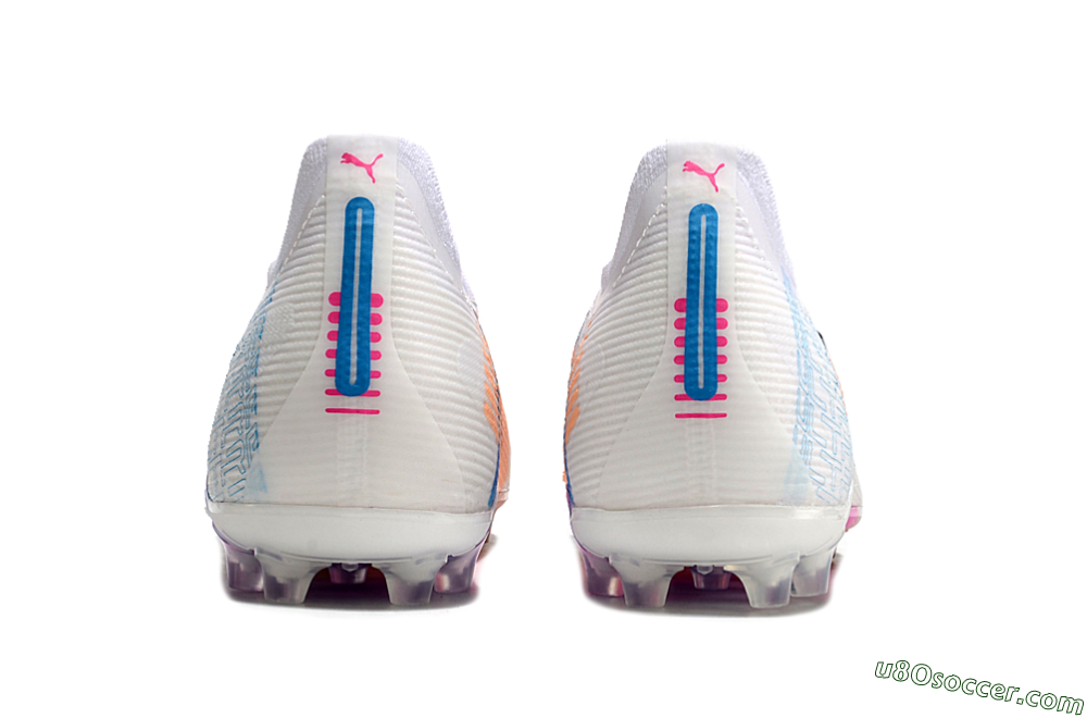 Puma Ultra 5 Ultimate MG Multi Ground Soccer Cleats - White/Blue/Pink 4