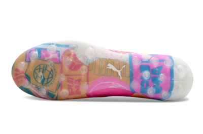 Puma Ultra 5 Ultimate MG Multi Ground Soccer Cleats - White/Blue/Pink