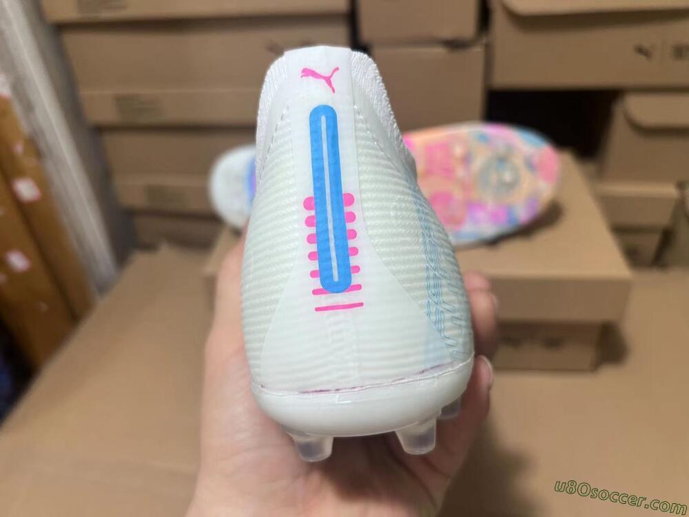 Puma Ultra 5 Ultimate MG Multi Ground Soccer Cleats - White/Blue/Pink