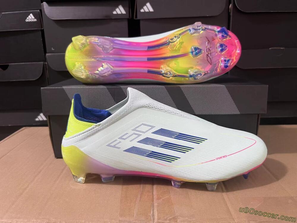 Adidas F50 Elite Laceless FG Firm Ground Soccer Cleats - Jade/Blue/Yellow