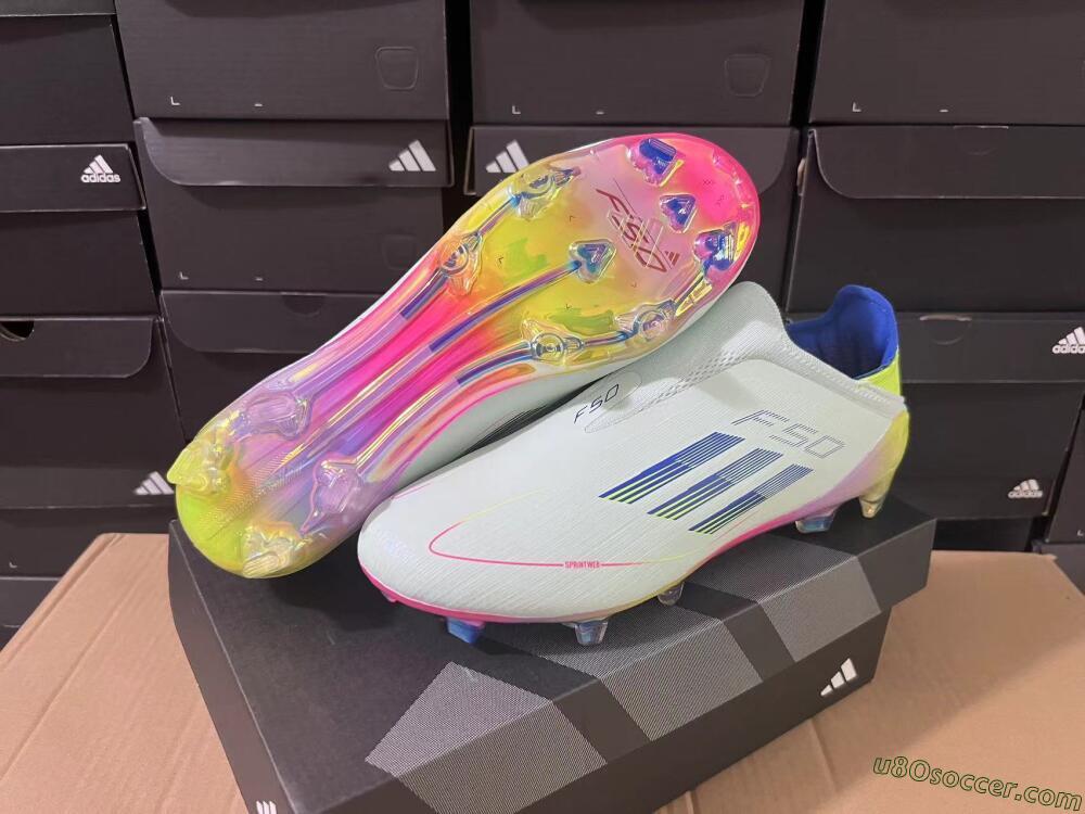 Adidas F50 Elite Laceless FG Firm Ground Soccer Cleats - Jade/Blue/Yellow