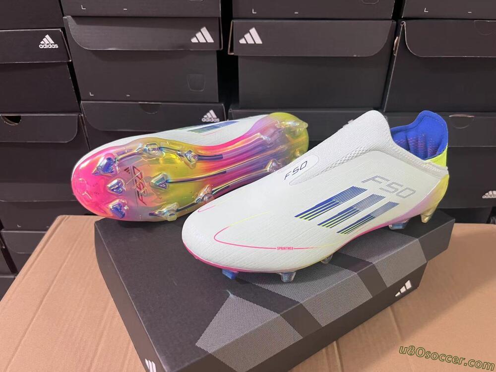 Adidas F50 Elite Laceless FG Firm Ground Soccer Cleats - Jade/Blue/Yellow