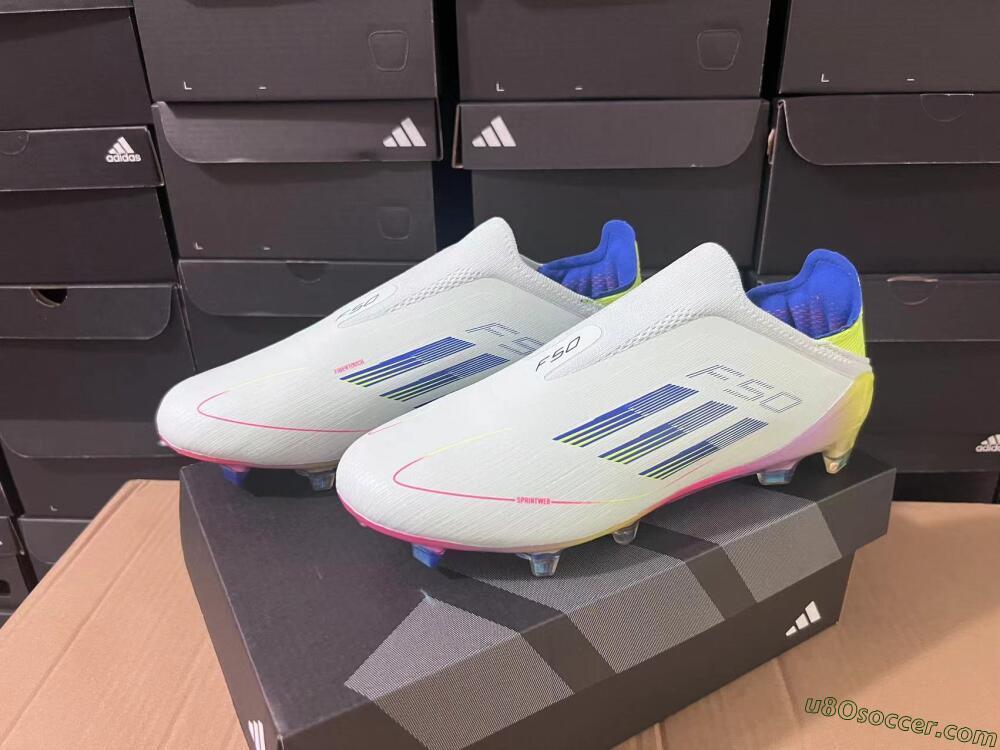 Adidas F50 Elite Laceless FG Firm Ground Soccer Cleats - Jade/Blue/Yellow