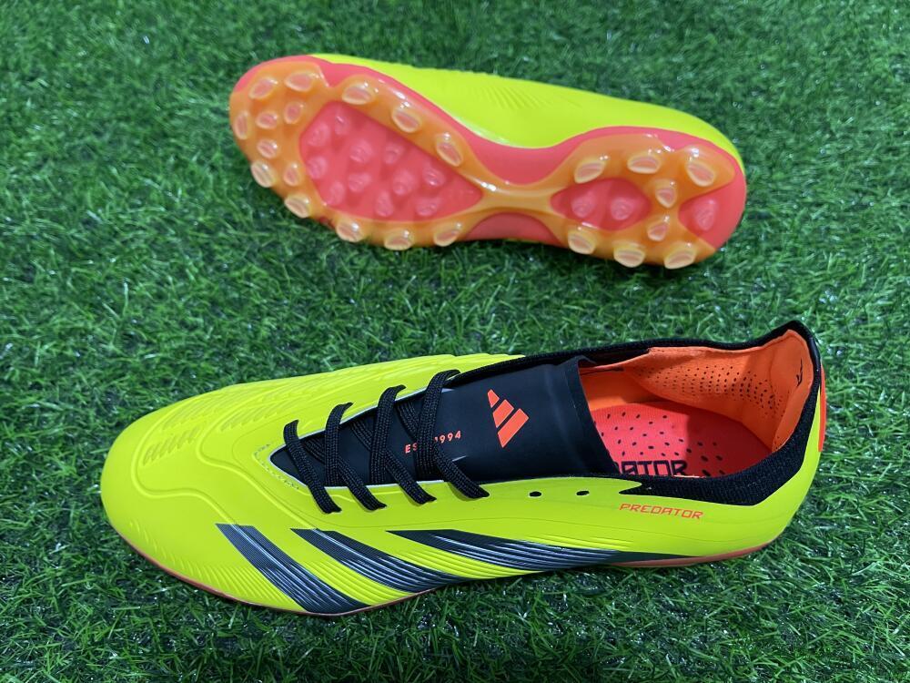Adidas Predator 24 Elite AG Artificial Grass Soccer Cleats - Yellow/Silver/Red