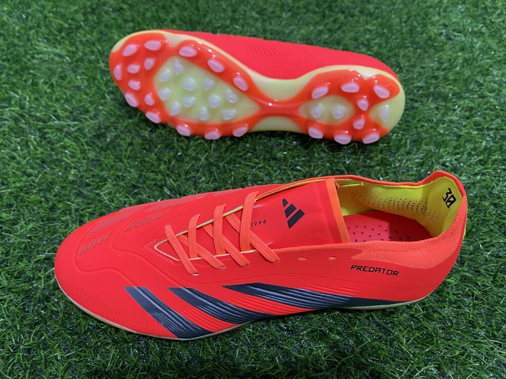 Adidas Predator 24 Elite AG Artificial Grass Soccer Cleats - Red/Silver/Yellow
