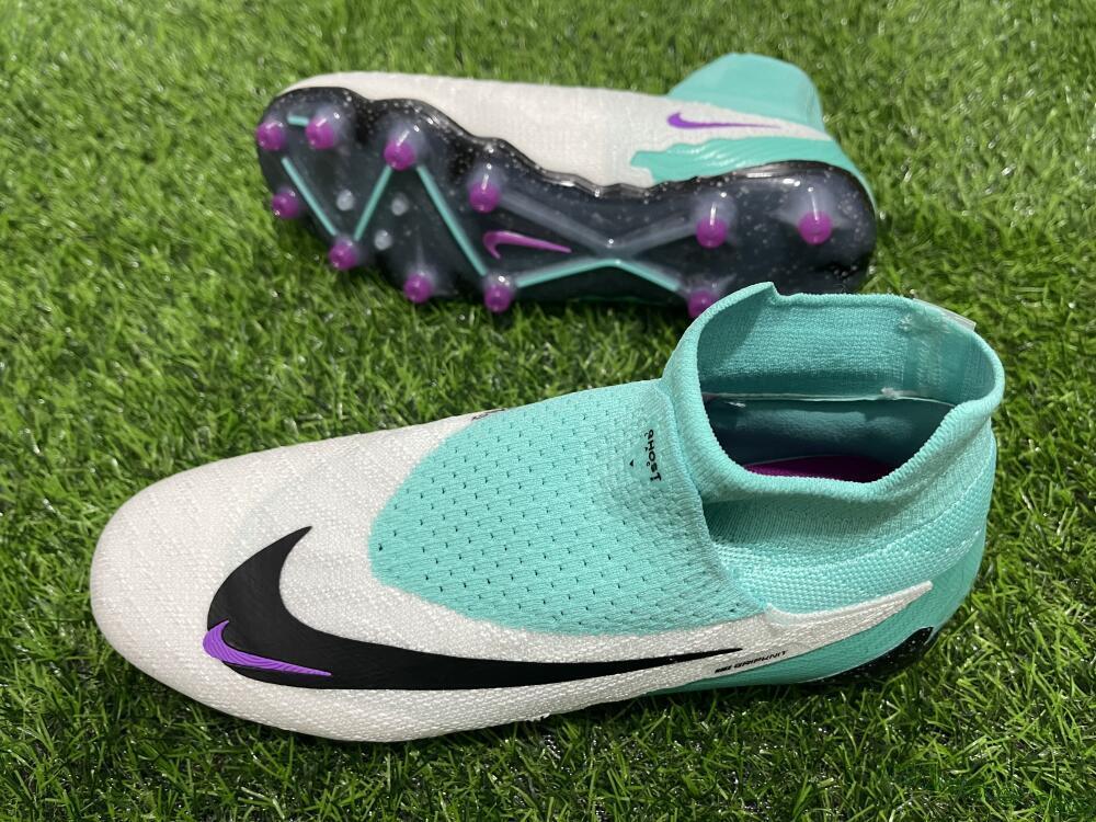 Nike Phantom GX Elite AG Artificial Grass Soccer Cleats - White/Black/Jade/Purple