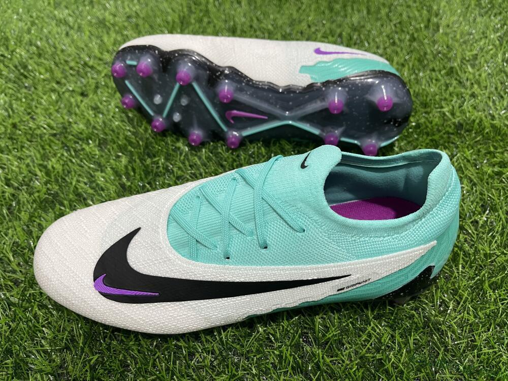 Nike Phantom GX Elite AG Artificial Grass Soccer Cleats - White/Black/Jade/Purple