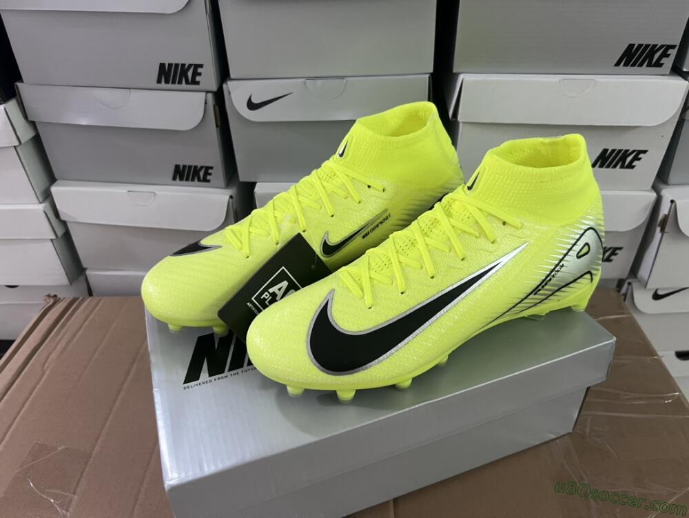 Nike Air Zoom Mercurial Superfly 10 Elite AG Artificial Grass Soccer Cleats - Yellow/Silver/Black