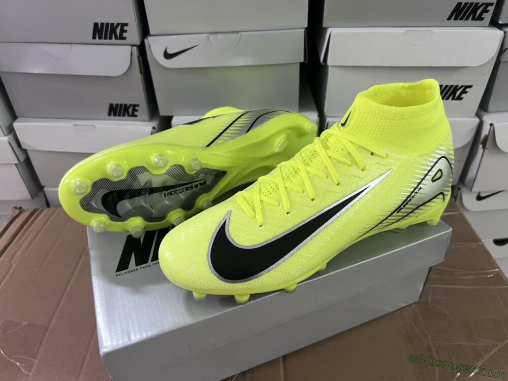 Nike Air Zoom Mercurial Superfly 10 Elite AG Artificial Grass Soccer Cleats - Yellow/Silver/Black