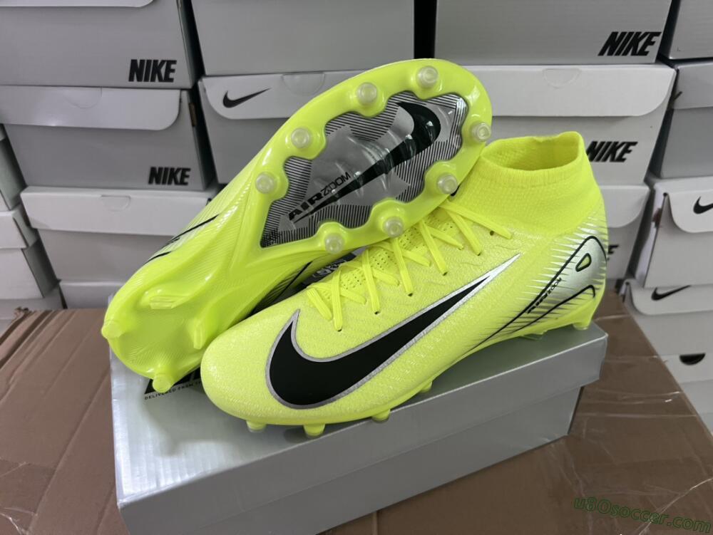 Nike Air Zoom Mercurial Superfly 10 Elite AG Artificial Grass Soccer Cleats - Yellow/Silver/Black