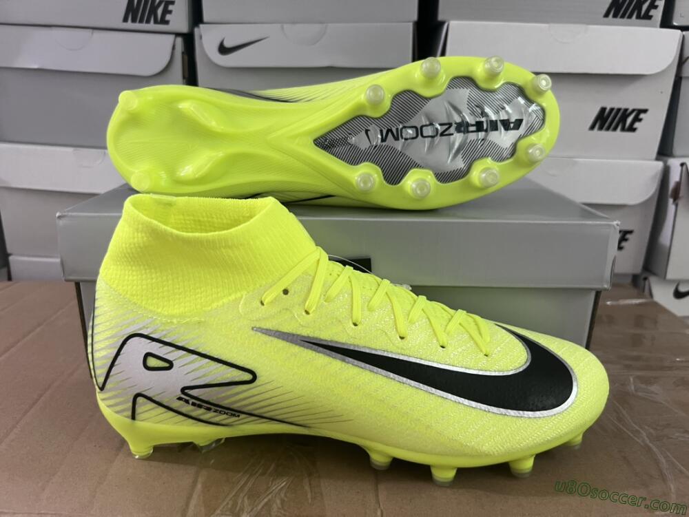 Nike Air Zoom Mercurial Superfly 10 Elite AG Artificial Grass Soccer Cleats - Yellow/Silver/Black