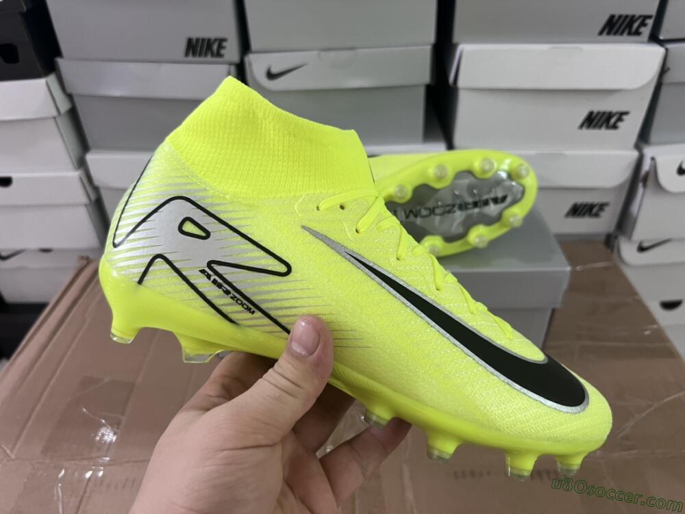 Nike Air Zoom Mercurial Superfly 10 Elite AG Artificial Grass Soccer Cleats - Yellow/Silver/Black