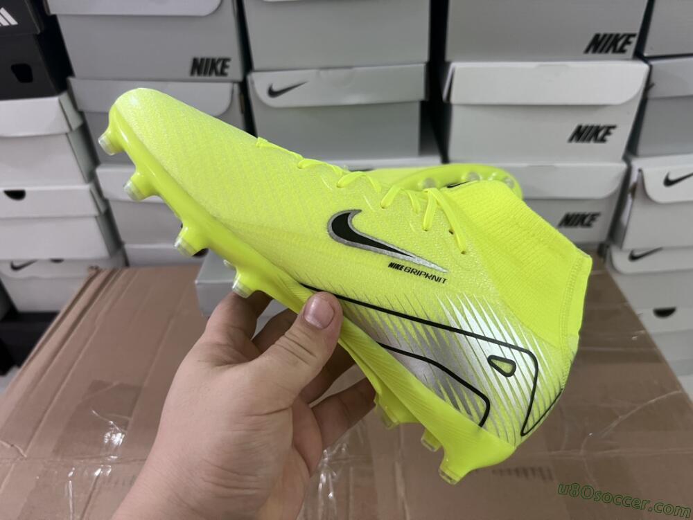 Nike Air Zoom Mercurial Superfly 10 Elite AG Artificial Grass Soccer Cleats - Yellow/Silver/Black